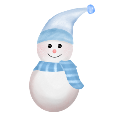 Yün şapkalı, mavi atkılı, sevimli kardan adam.