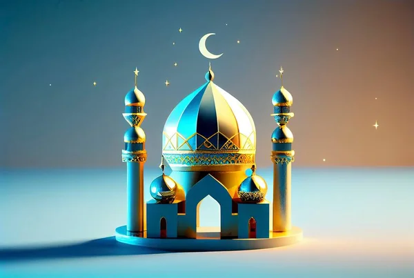 Illustration of ramadan background with mosque and star moon ornament