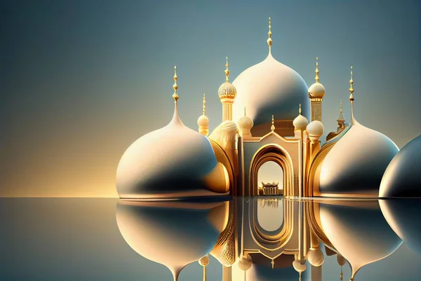 Illustration of ramadan background with golden mosque