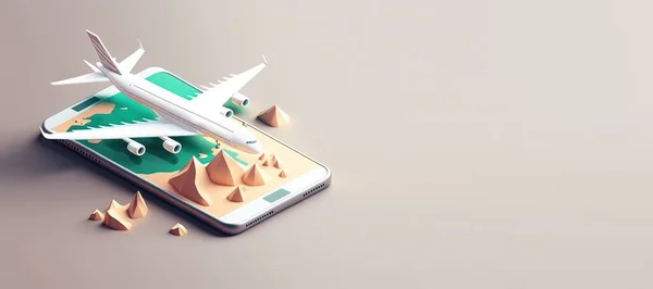 3D Illustration of Airplane travel business for banner and background