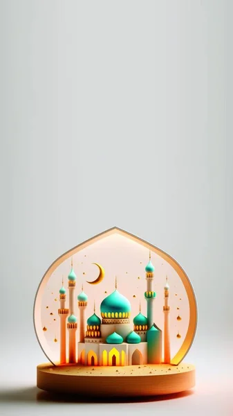 Digital 3D Illustration of Ramadan Mubrarak Mosque Instagram Story