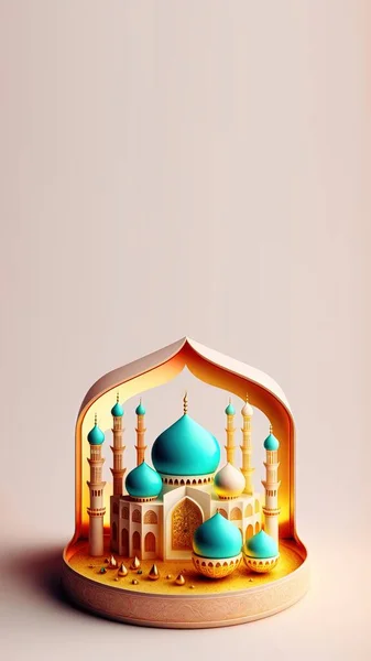 Digital 3D Illustration of Ramadan Social Media Post