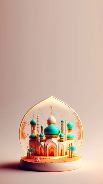 Digital Illustration 3D Background Ramadan Kareem Mosque Instagram Stories