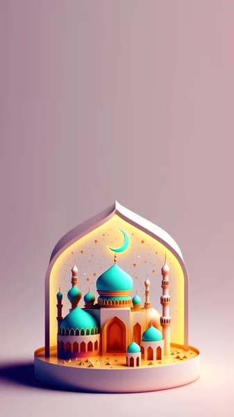 3D Illustration of Islamic Mosque Instagram Story Background