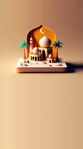 Digital 3D Illustration of Ramadan Kareem Social Media Post