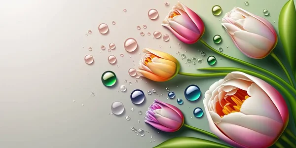 Nature Illustration of a Tulip Flower Blooming