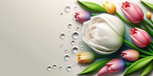 Illustration of a Tulip Flower Blooming