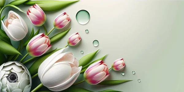 Realistic Flower Illustration of a Tulip Bloom and Leaf