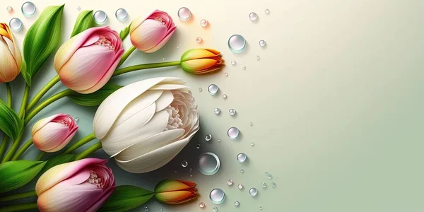 Realistic Nature Illustration of a Tulip Bloom and Leaf