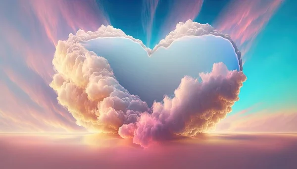 Beautiful heart object with colorful clouds