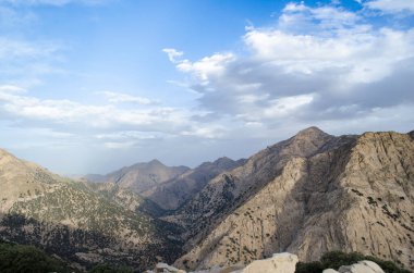 güzel dağ ve orman, arka planda güzel manzara; yüksek atlas dağları, Fas