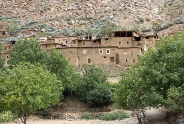 Dağlardaki antik köy evleri, yüksek atlas Fas