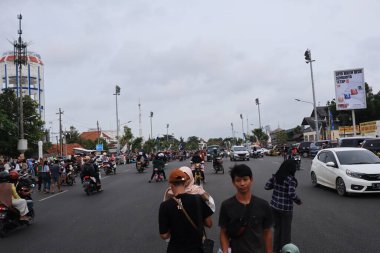 Semarang, December 2022. The atmosphere of the Tegal city square in the afternoon with many tourists visiting.