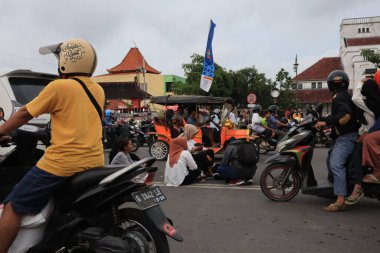 Semarang, December 2022. The atmosphere of the Tegal city square in the afternoon with many tourists visiting.