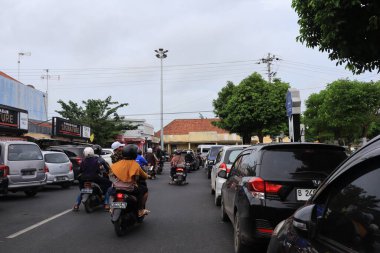 Semarang, December 2022. The atmosphere of the Tegal city square in the afternoon with many tourists visiting.