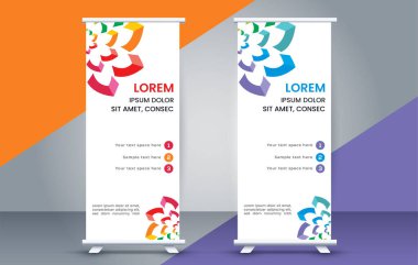 abstract roll up banner standee design clipart
