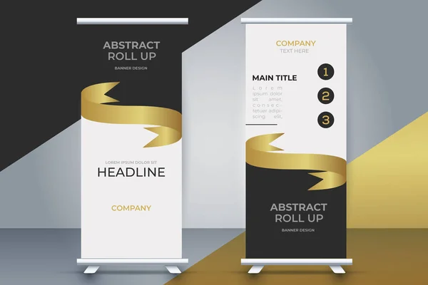 Modern Business Roll Banner Met Gouden Lint — Stockvector