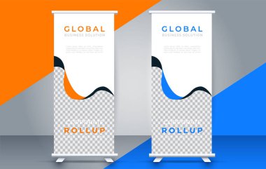 Sunum amacı için pankart tasarım standını katla