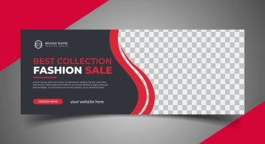 Vektör moda satışı Facebook sosyal medya şablonu tasarımı