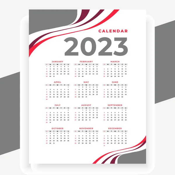 2023 Diseño Calendario Moderno Papel Estilo Imprimible — Archivo Imágenes Vectoriales