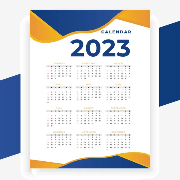 2023 Diseño Calendario Moderno Papel Estilo Imprimible — Archivo Imágenes Vectoriales