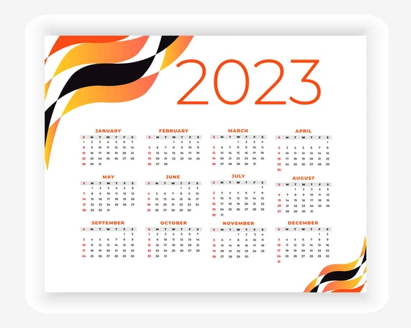 Vector Modern Style New Year 2023 Calendar Template — Stock Vector