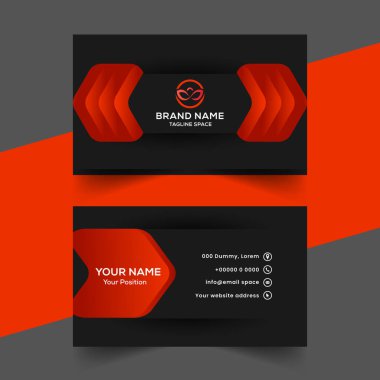 vektör soyut siyah ve kırmızı ofis ziyaret kartı şablonu tasarımı