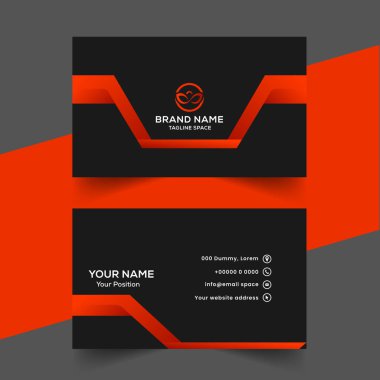 vektör soyut siyah ve kırmızı ofis ziyaret kartı şablonu tasarımı