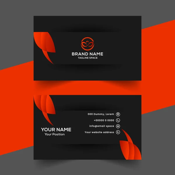 Vector Abstract Black Red Office Visiting Card Template Design — Stock Vector