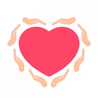 El ele tutuşan kalp basit çizgiler çizim, aşk kavramını kaydet