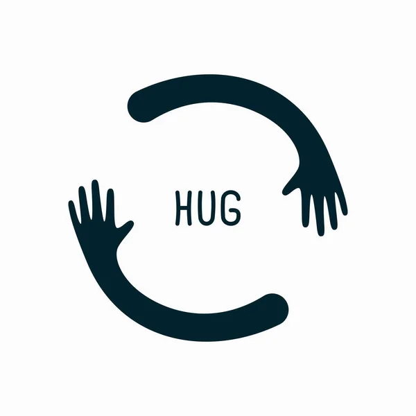 Hands Hugs Circle Shape Vector Illustration — 스톡 벡터