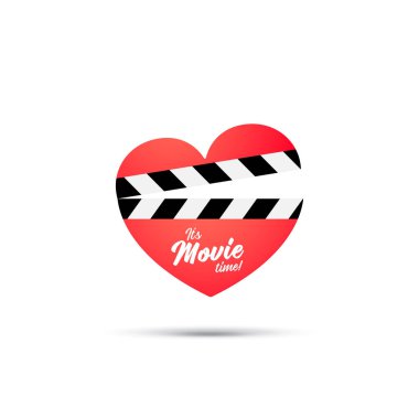 Romantic movie icon with heart clapper isolated