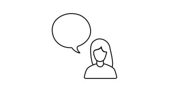 Konuşma balonu simgesinin kadınla