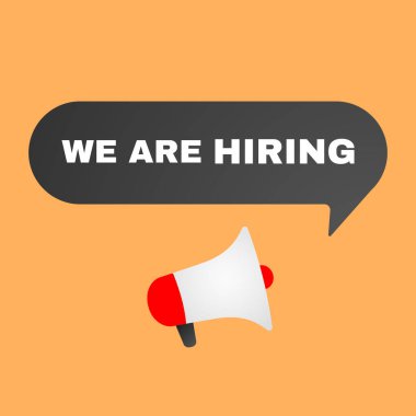We are hiring with loudspeaker illustration