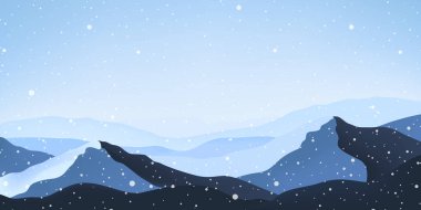 Karlı dağlar panoramik görünüm soyut resimleme