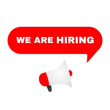 We are hiring with loudspeaker illustration