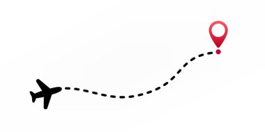 Plane with destination gps pin illustration