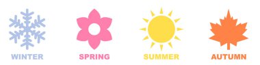 Set of season icon, winter spring summer autumn illustration