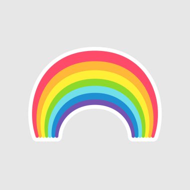 Color rainbow icon over white illustration