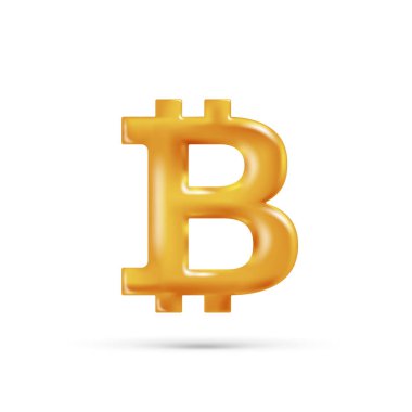 Bitcoin gold 3d sign over white illustration