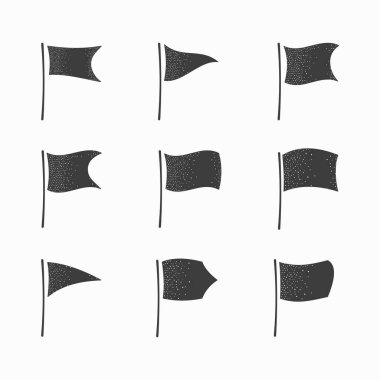 Set of flags with dotted shadow icons vector illustration