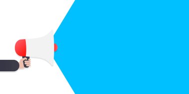 Loudspeaker in hand flat illustration