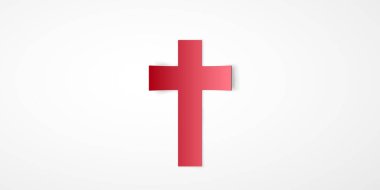Cristian paper cross icon over white background, vector illustration