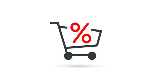 Percent mark in shoping cart icon