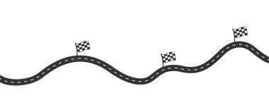 Road with finish flags three steps