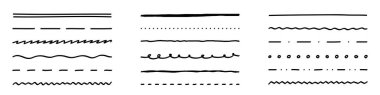 Set of hand drawn direct lines in different styles illustration