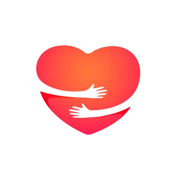 Hands Hugs Red Heart White Illustration — Διανυσματικό Αρχείο