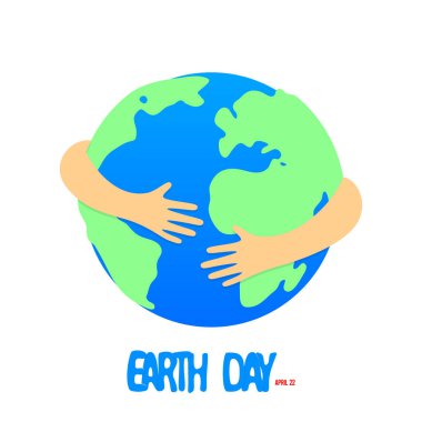 World and hands hugged. Earth day 22 April abstract illustration