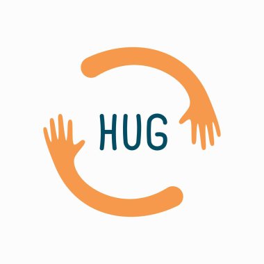 Eller daire şeklindeki vektör illüstrasyonunda sarılırlar