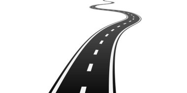 Illustration of asphalt road on white